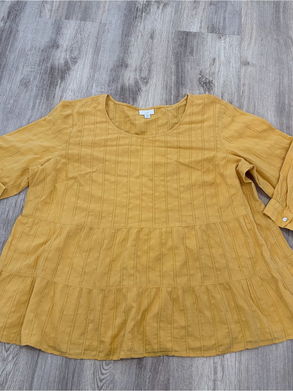 J. Jill Tiered Peplum Peasant Top Womens 2XL  Yellow Boho Cottagecore Lagenlook